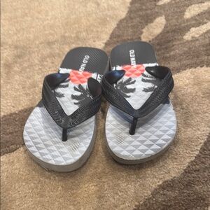 Old Navy Black and White Sandals with Textured Footbeds